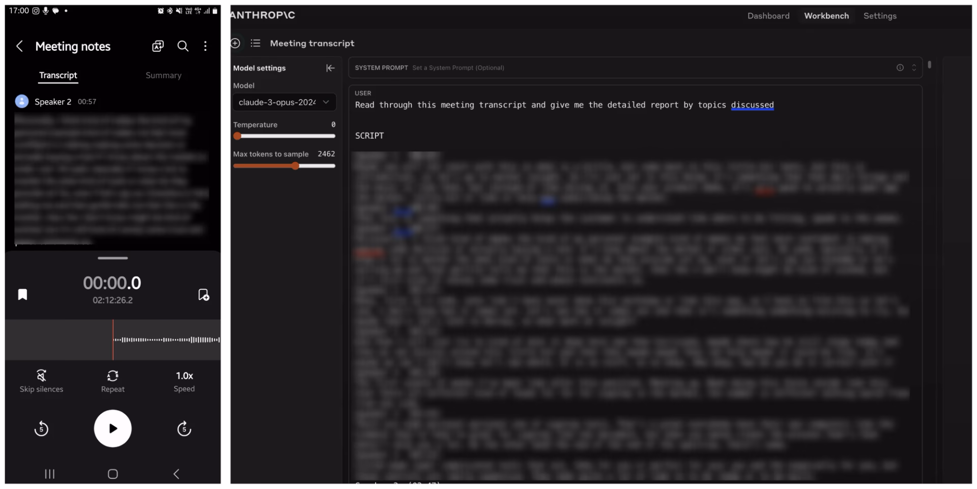 Transforming Talk into Insights: Meeting notes and summaries using Galaxy S24 and Claude 3